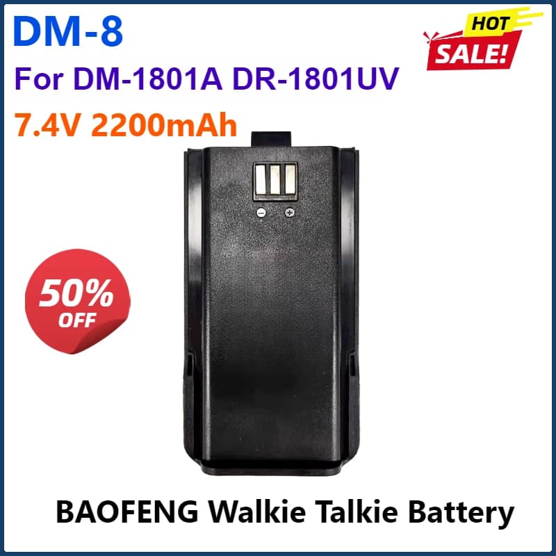 7.4V 2200mAh Baofeng DM-8 DM-1801 HD-9R Sostituzioni batteria walkie talkie DMR Li-ion Nuova batteria per radio GD77 GD-77S GA-510