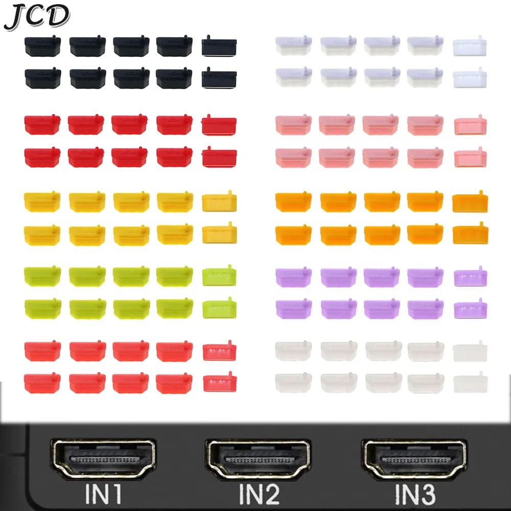 JCD 10PCS Compatible Female Protective Cover HDMI Silicone Dust Spine USB Port Cover HDMI interface Computer Accessories