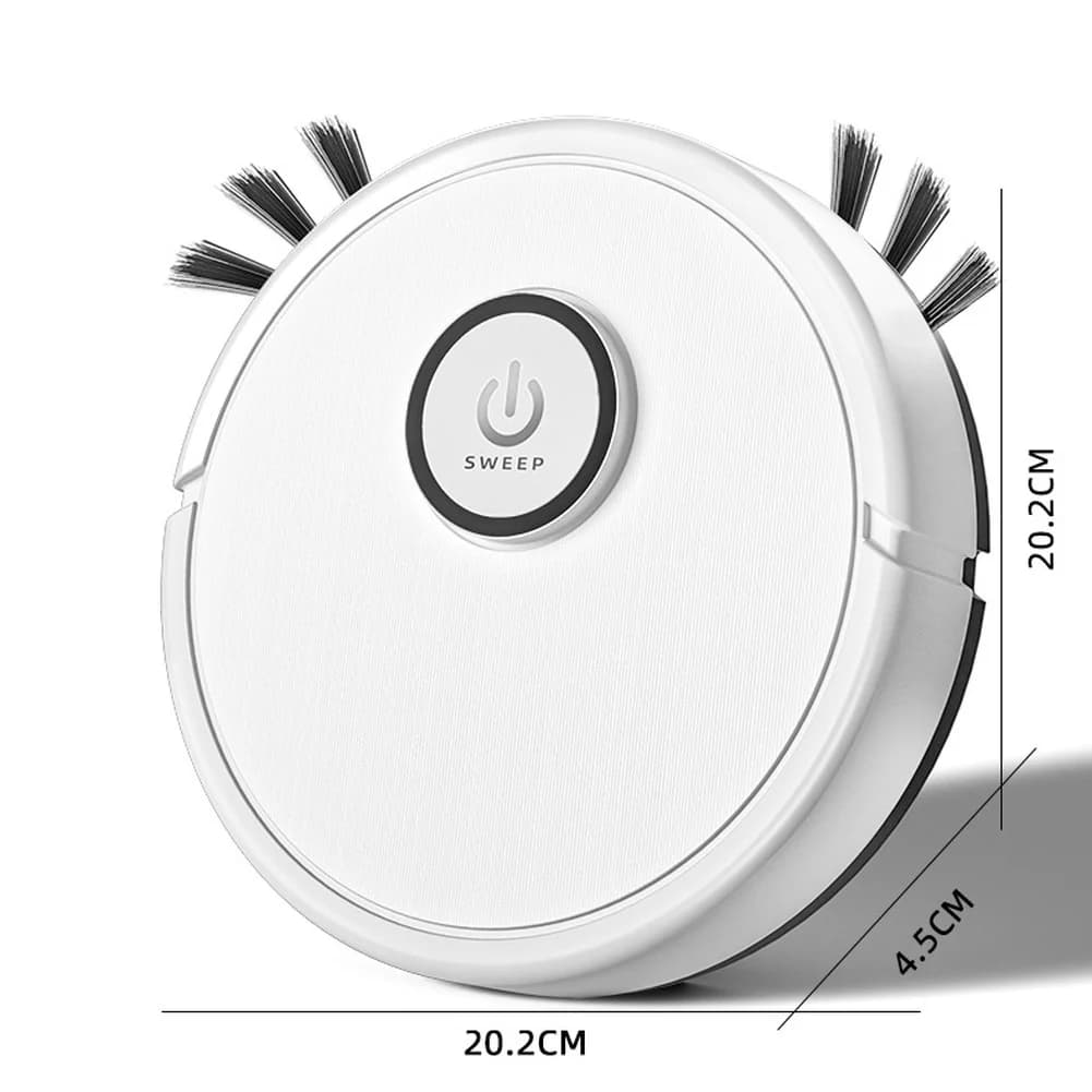 Robot Aspirapolvere Intelligente 3 in 1 con Batteria al Litio da 400mAh, Pulizia Pavimenti, Spazzola in Plastica, Aspirazione, Sottile 45cm, 50min di Autonomia