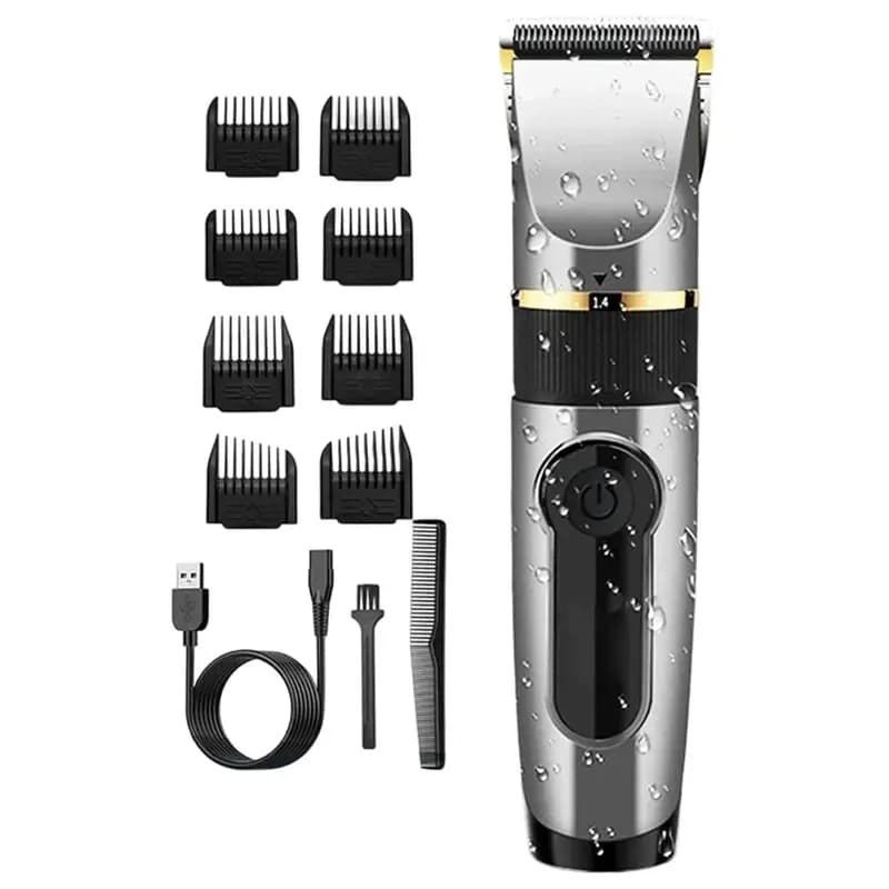 Waterproof Rechargeable Hair Clipper Professional Electric Trimmer For Men For Kids Beard Barbershop Machine LED Screen Barber