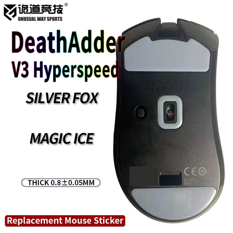 InsolitoWaySports Mouse Pattini Piedi Deathadder V3 Hyperspeed Superficie curvata PTFE Anti collasso Multistrato Magic Ice Silver Fox