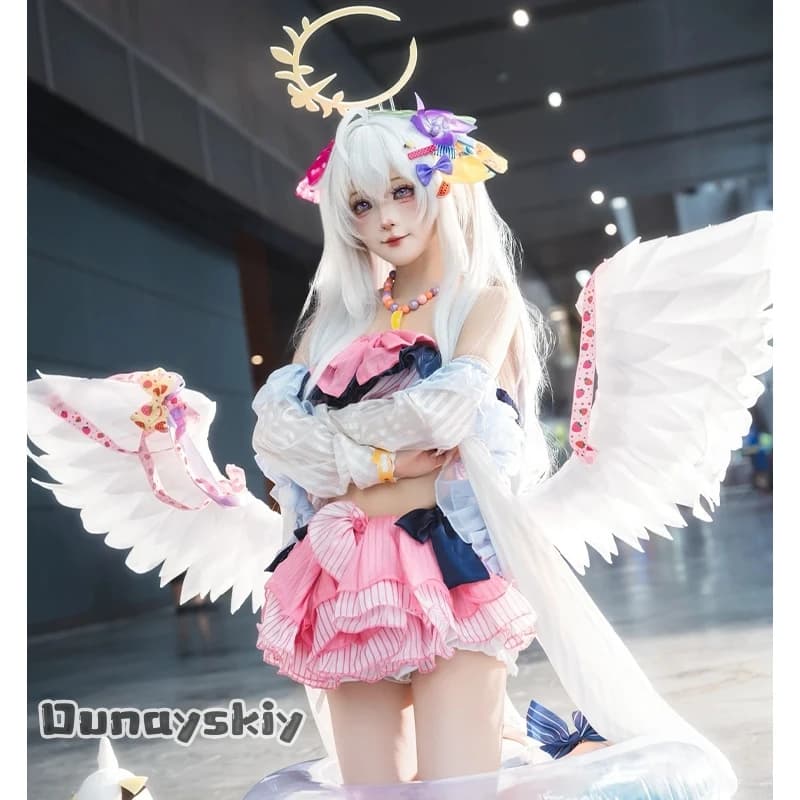 CR6.16*Shirasu Azusa Anime Blue Archive Cosplay Costume Beach Shirasu Azusa Pink Dress HalloweenCarnival Sweet Swimsuit Coat New