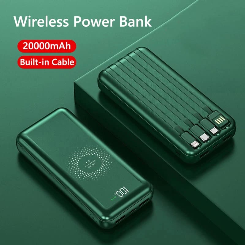 Power Bank da 20000 mAh con cavo Caricabatterie wireless a ricarica rapida per iPhone 16 15 14 Xiaomi Samsung Huawei