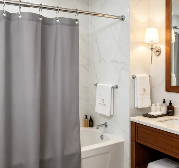 Waterproof Gray Fabric Shower Curtain Liner Ultimate Shield Bathroom Water Resistant Heavy Duty Washable 70 x 72 Inches