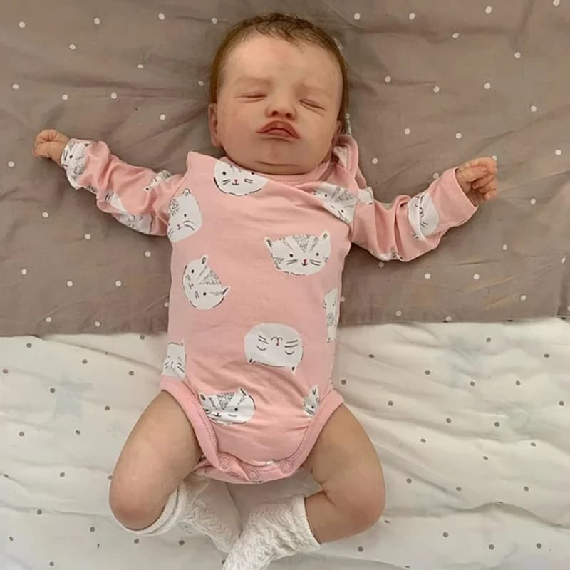 18 inches Reborn Sleeping Baby Doll Girl Rosalie Real Looking Baby Dolls 3D Leather tone with visible veins Bebe Reborn Dolls Toys