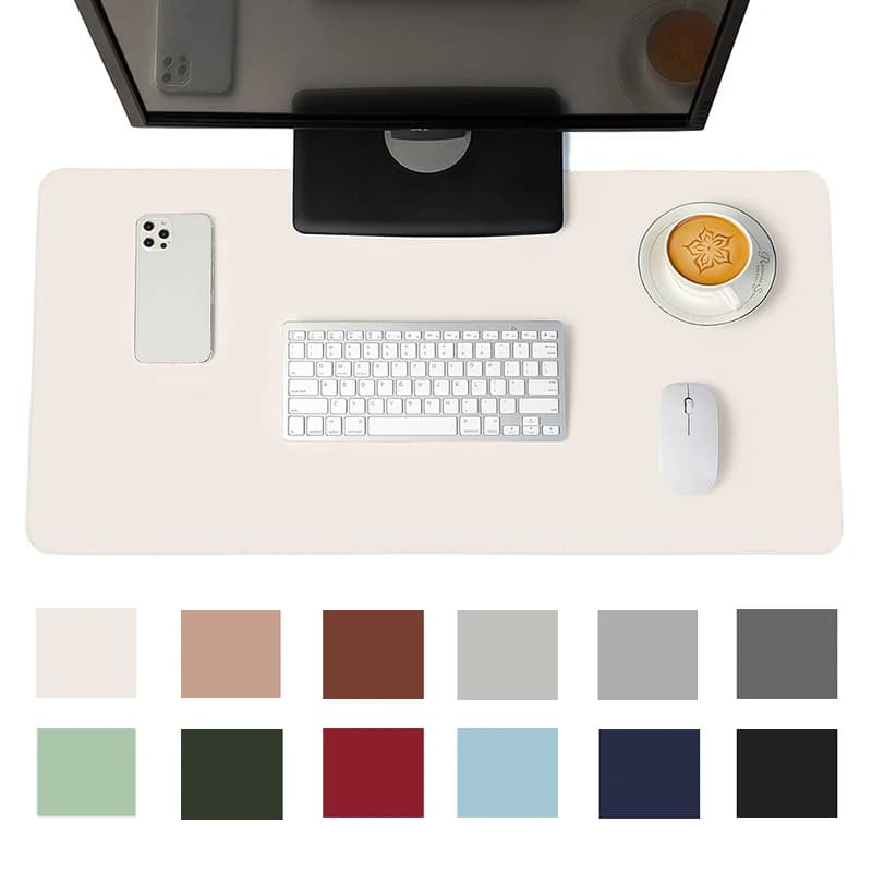 Tappetino per mouse bianco portatile, grande, da gioco, impermeabile, antiscivolo, in PU scamosciato, tappetino da scrivania per computer, tastiera e mouse.