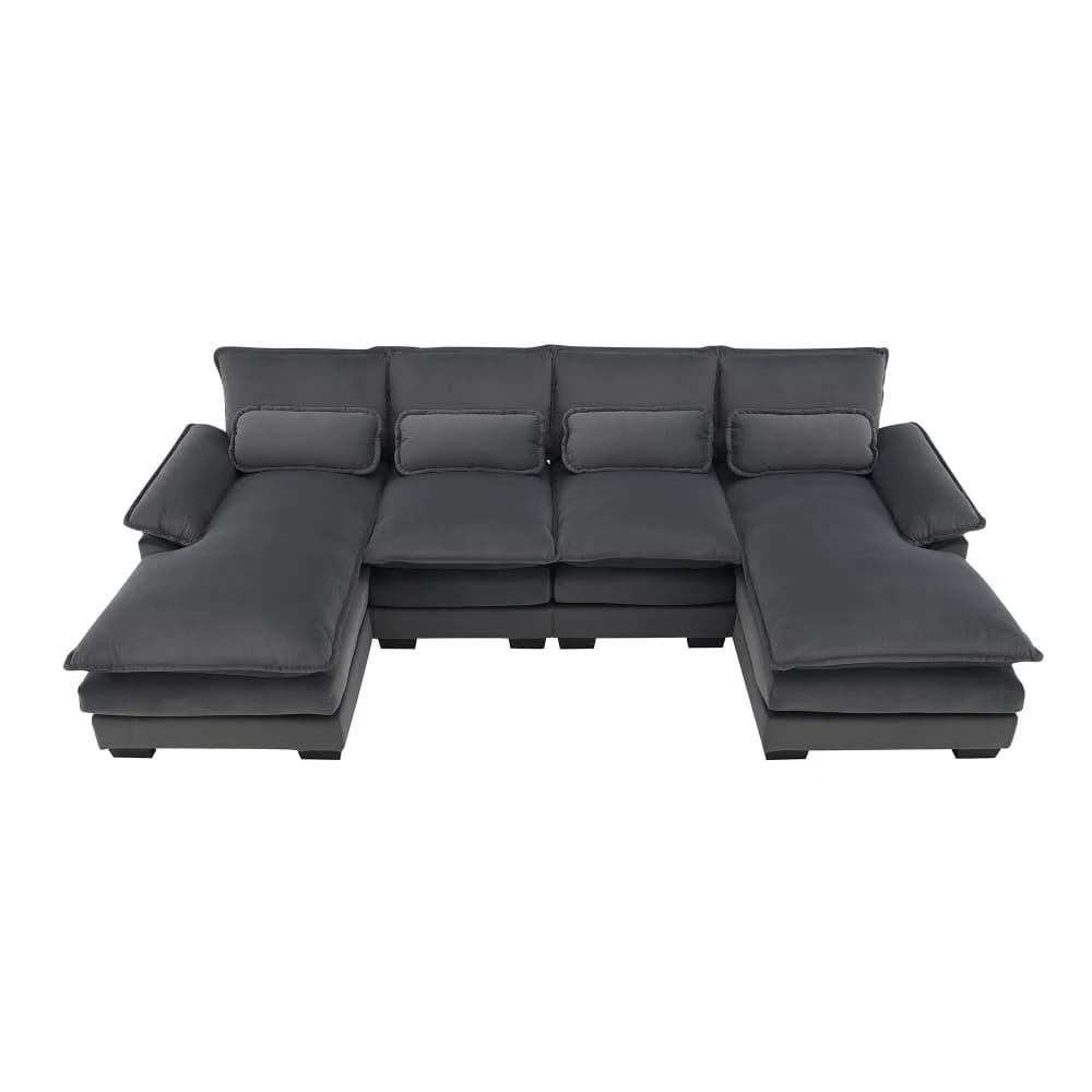 109.8 * 55.9 "U-shaped sectional sofa with lumbar pillow, 6-seater soft cushion symmetrical sofa, living room sleeper sofa