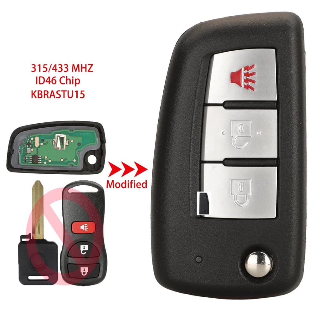 Nuova Chiave Remota Modificata Jingyuqin 315/433MHZ ID46 KBRASTU15 per Nissan Pulsar Frontier X-trail Teana Sunny Murano Tiiida