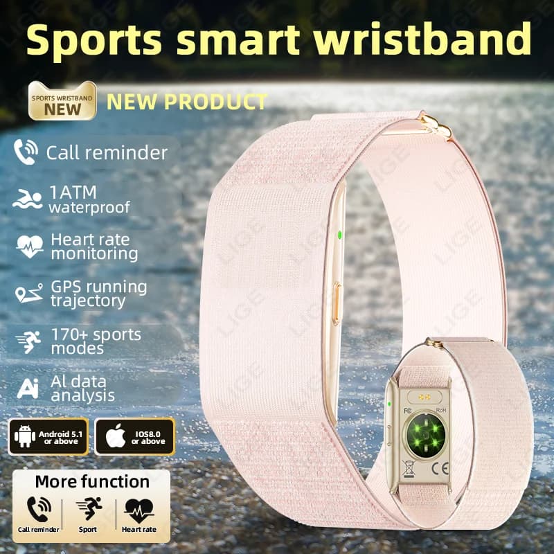 Nuovo Braccialetto GPS con Monitoraggio della Traiettoria, Frequenza Cardiaca, Pressione Sanguigna, HRV, Notifiche Chiamate, Smartwatch, Braccialetto Sportivo, Fitness Tracker