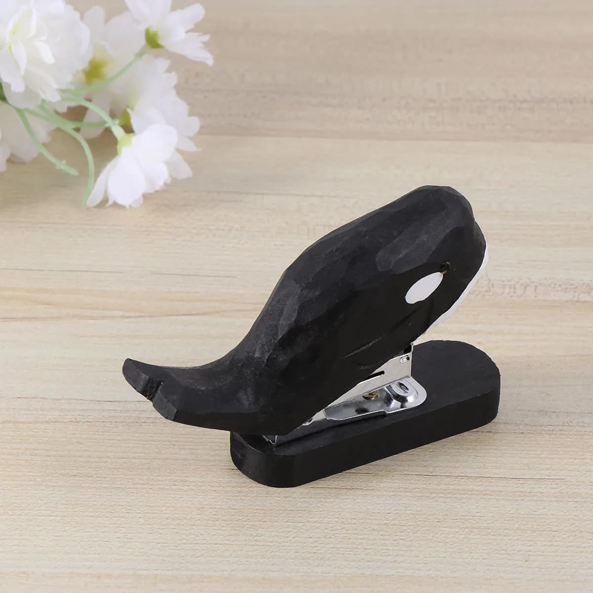 Cucitrice Portatile a Forma di Balena in Legno, Macchina per Cucitura Manuale Creativa, Cancelleria per Studenti, Forniture per Scuola e Ufficio