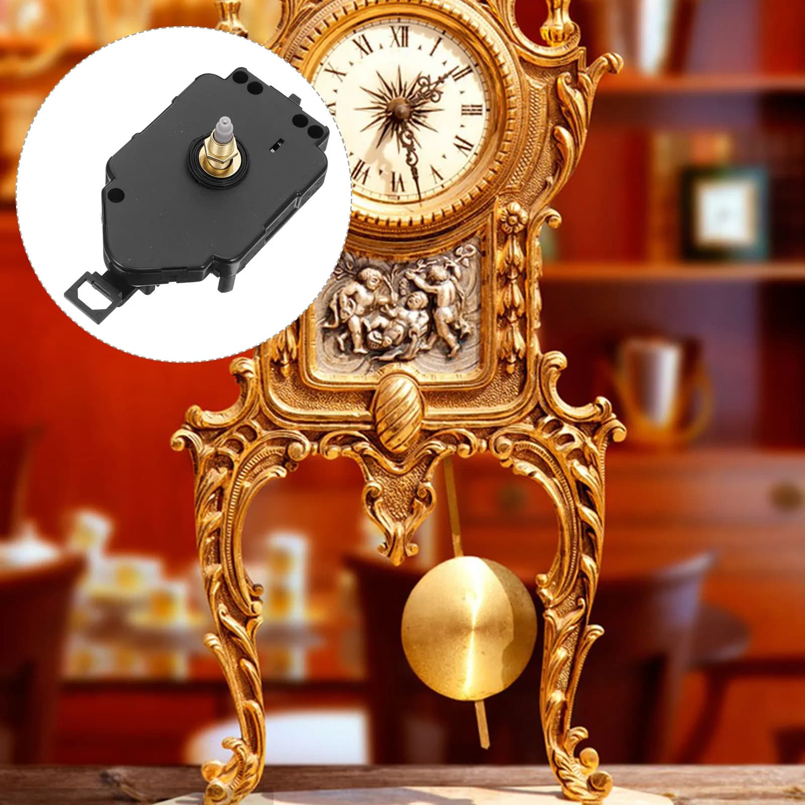 Movimento Silenzioso per Orologio a Pendolo al Quarzo, Albero da 23,5mm, Kit di Riparazione Fai-da-Te per Orologi da Parete