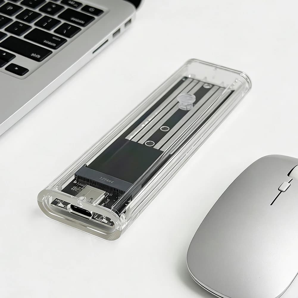 M.2 NGFF SATA Type C USB 3.1 Transparent External SSD Case 10Gbps Hard Disk Case External SSD Adapter for 2230 2242 2260 2280