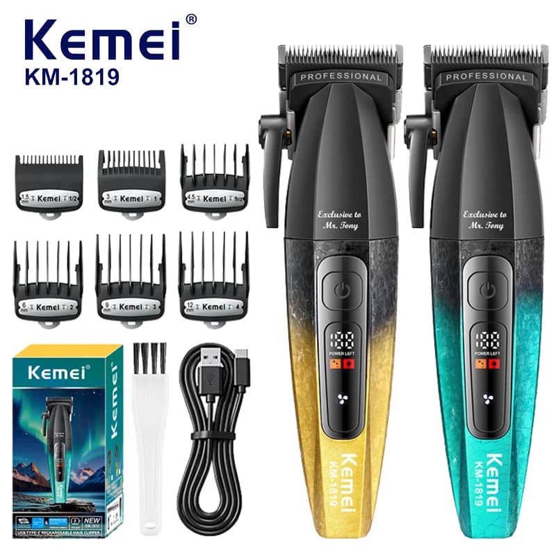 Kemei rechargeable electric haircut for men, wireless haircut machine with base, professional haircut