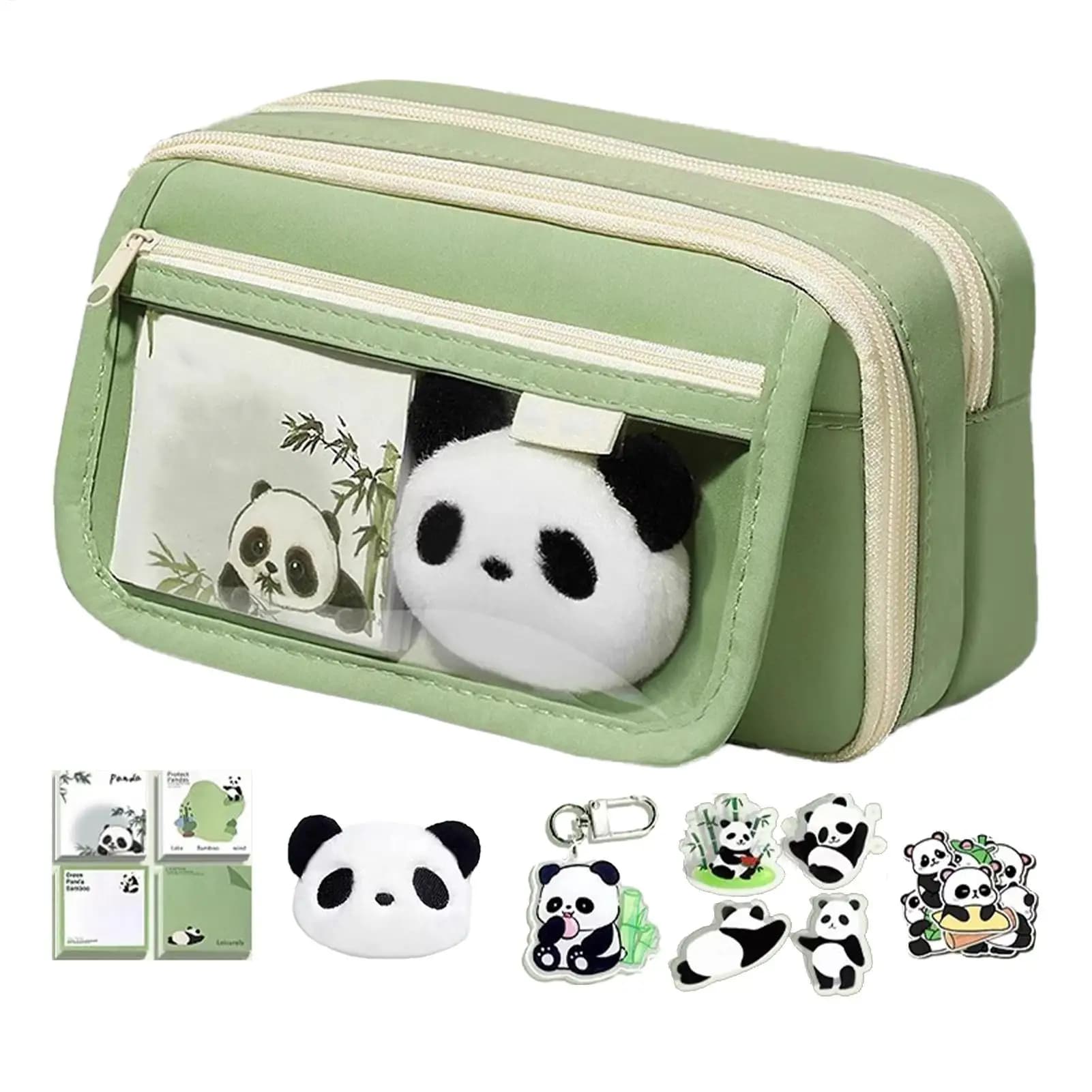 Simpatico astuccio Panda Astuccio con cerniera per animali di grande capacità per penne, matite, organizer per cancelleria a tema Panda
