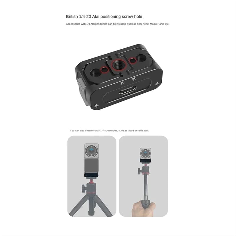 Magnetic adapter for mounting on foldable tripod 1/4 inch interface for ACTION 2 action camera