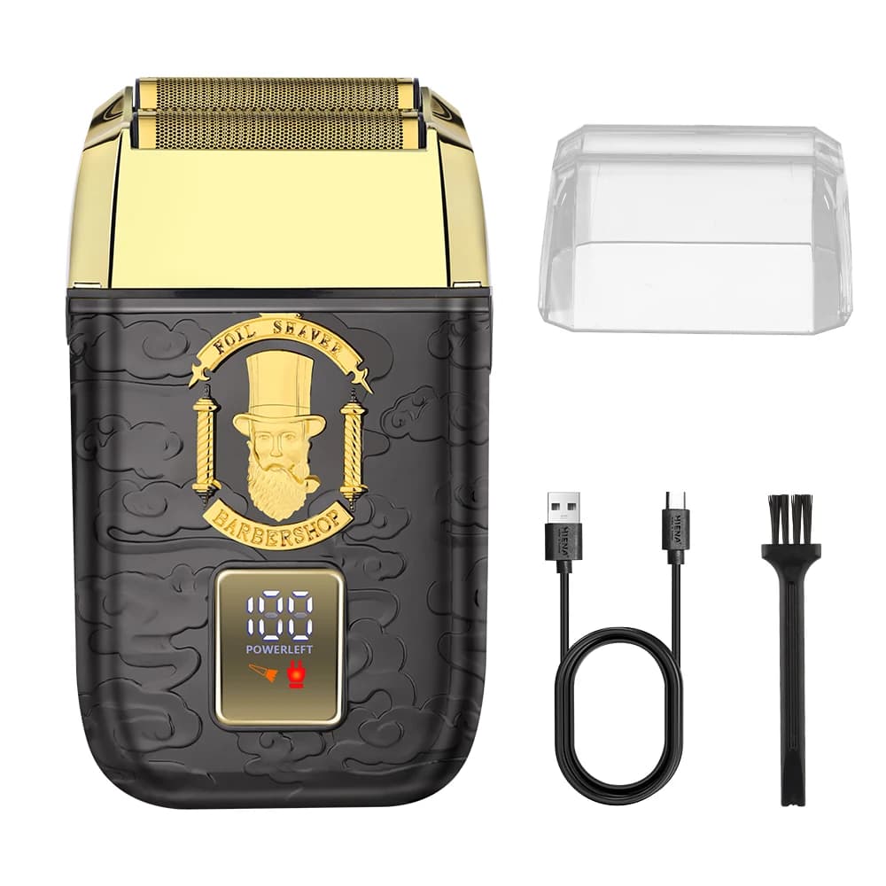 Rasoio Elettrico HIENA PRO per Barbieri, Rasoio a Lamina per Uomo con Display LED, Ricaricabile USB, Trimmer per Barba Wet/Dry