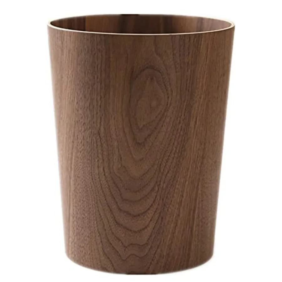Cestino per rifiuti in legno da 2,3 galloni per casa o ufficio, in legno naturale in stile giapponese, rotondo, leggero e robusto