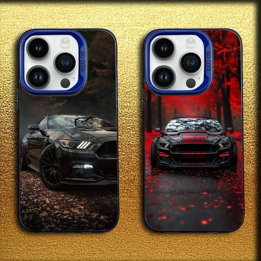 F-Fords Car Mustang Phone Case For iPhone 16,15,14,13,12,11,Mini,Pro,MAX Blue Matte Silicone Cover