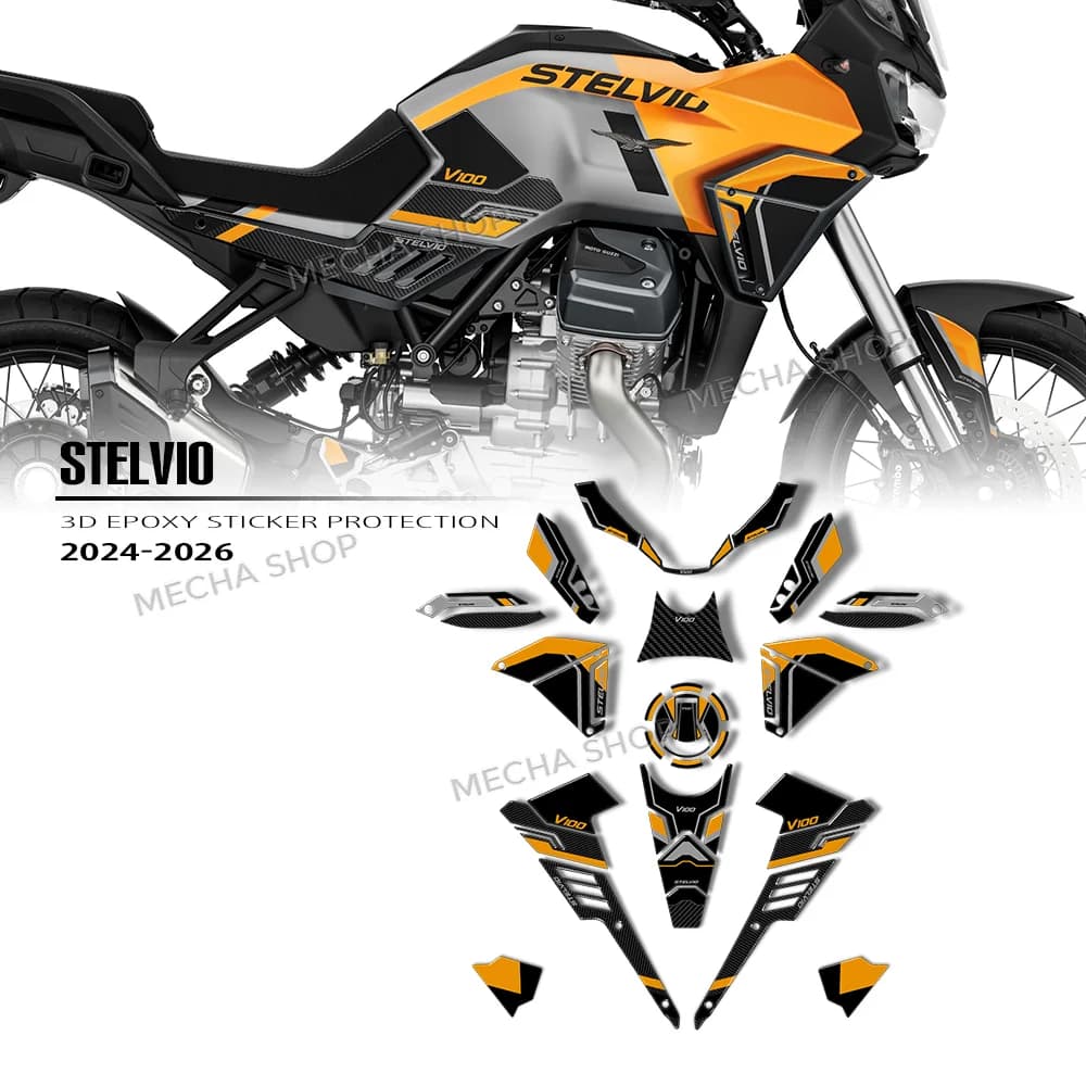 Per Moto Guzzi Stelvio V100 2024 Paramani Scudo Adesivo Moto Protezione per le mani Decal protettore Kit tappetino serbatoio
