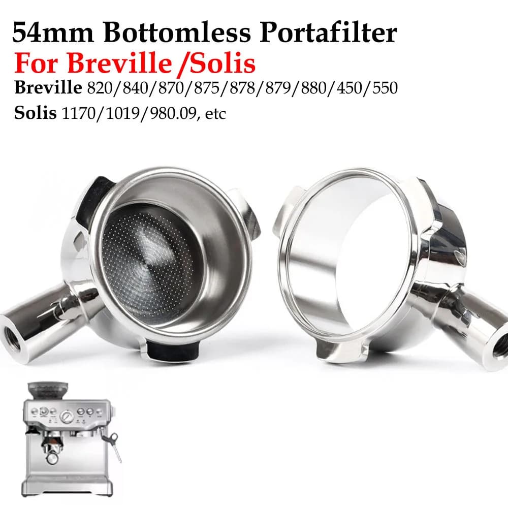 54mm Coffee Bottomless Portafilter Head Naked M10 Thread For Breville Sage 870 878 880 Replacement Filter Basket Barista Tool
