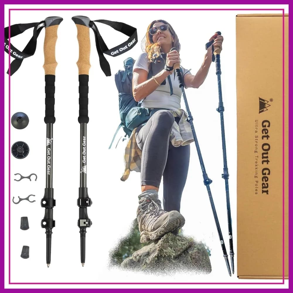 Bastoncini da Trekking in Fibra di Carbonio Ultra-Resistenti, Bastoni da Escursionismo Pieghevoli, Bastoncini Telescopici Leggeri per Uomini e Donne