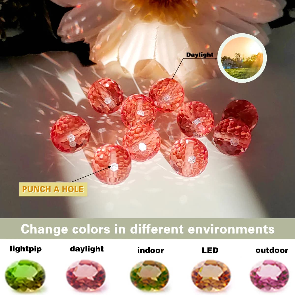 BOCARMAN Synthetic Color Changing Diaspore Beads Lab Created Sultanite 0.5kg-1kg different lights change colors,can be DIY