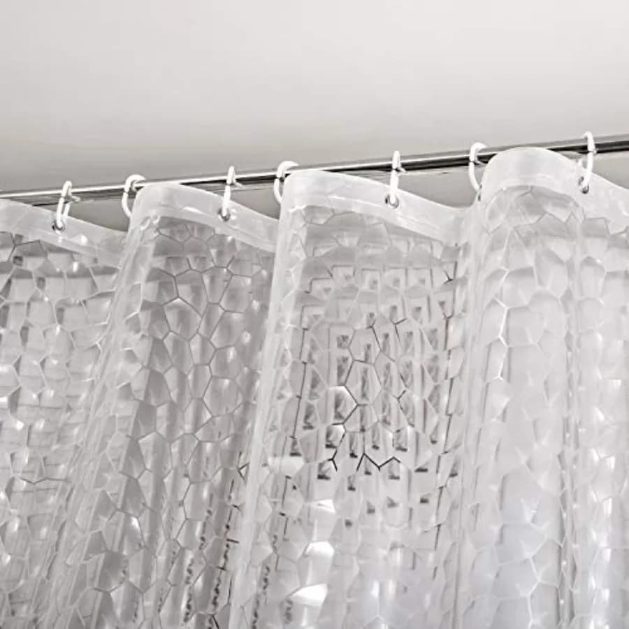 Shower Curtain Liner 8G EVA with 3 Magnets, Waterproof Clear Shower Curtains with 3D Water Cube Design, Heavy Duty Plastic Bath
