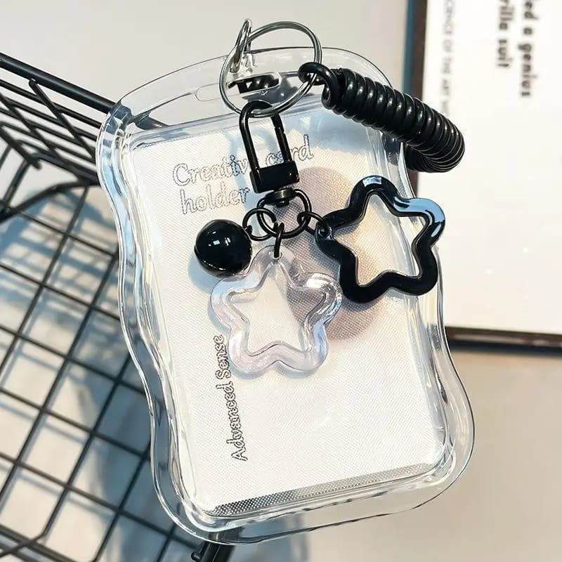 PVC Transparent Kpop Photocard Holder Keychain for 54 Cards Secure Storage for Students Bank ID Work Card Use
