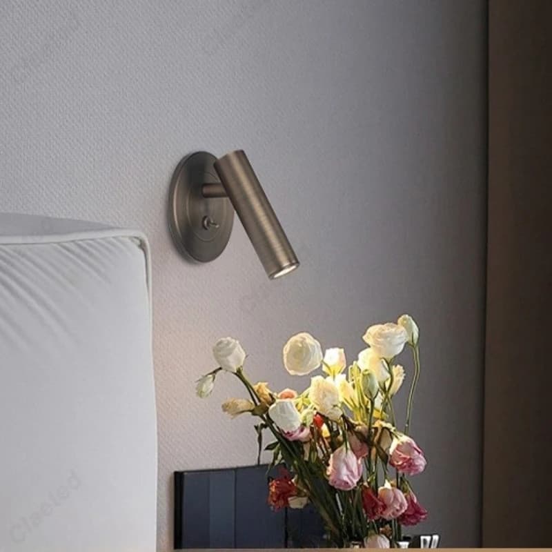 Nuova lampada da parete per lettura a LED 3 W incorporata Hotel Studio Camera da letto Comodino Illuminazione decorativa Interruttore a levetta