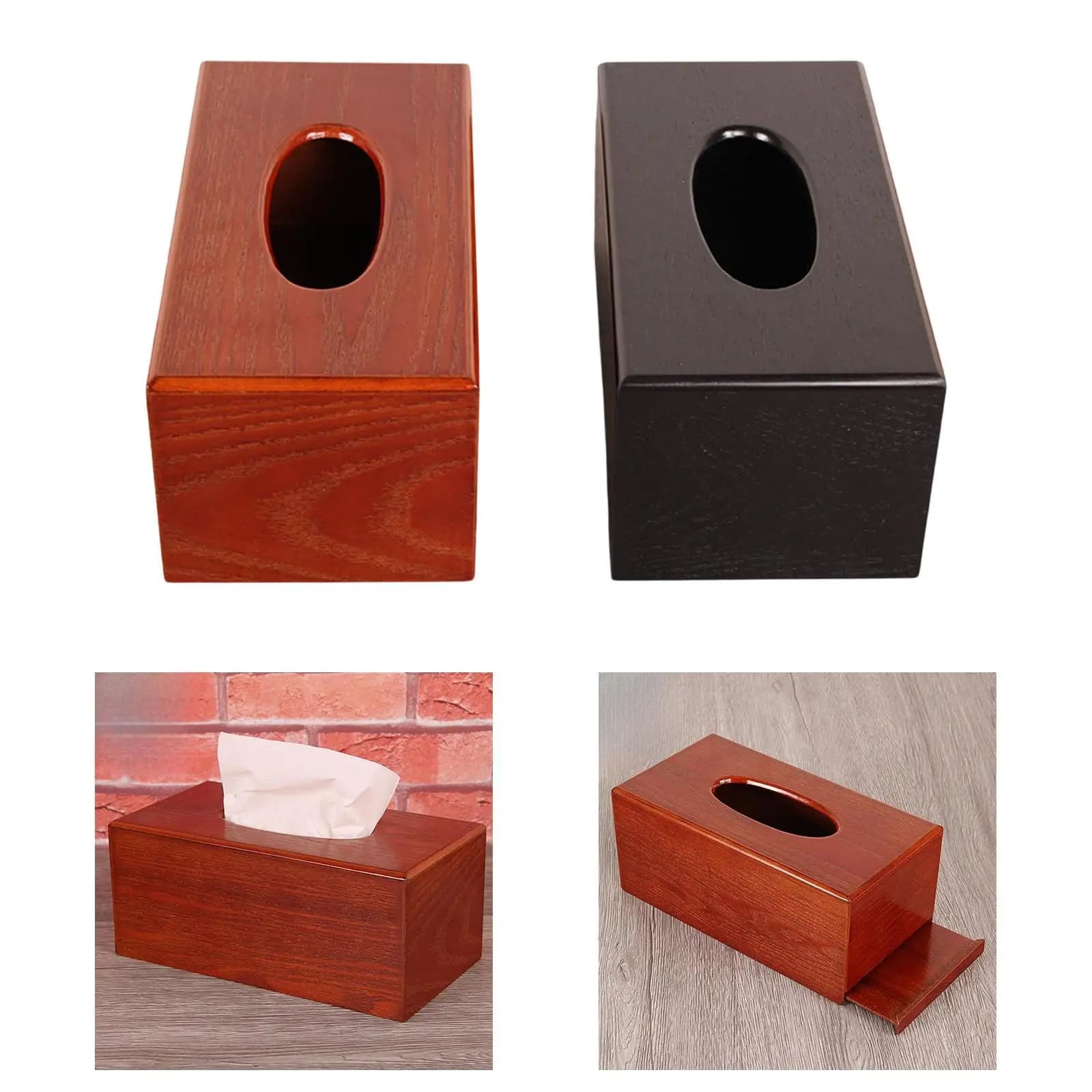 Porta Fazzoletti in Legno Moderno con Coperchio in Carta, Organizzatore di Fazzoletti Facile da Usare per Bagno, Ufficio, Camera da Letto, Hotel
