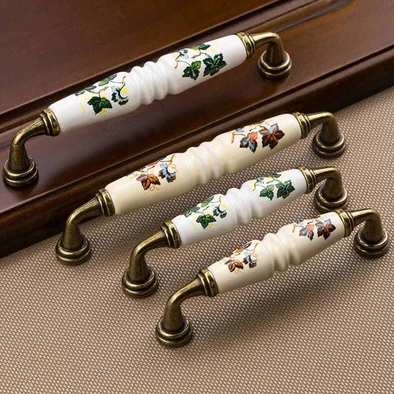 Antico fiore in ceramica comò scarpa pomello della porta dell'armadio da cucina maniglia della porta del cassetto maniglia e pomelli Hardware per mobili