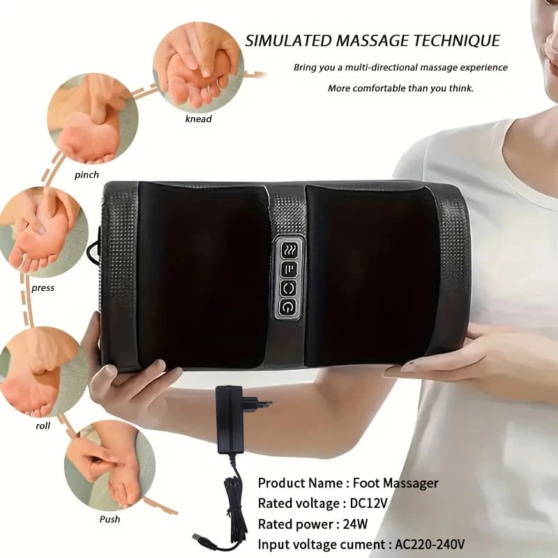Massaggiatore per piedi con funzione riscaldante e impastante, impastamento bidirezionale con 20 testine massaggianti, massaggiatore per piedi e gambe, riscaldamento a temperatura costante, timer intelligente, Plug and Play, regalo per il Ringraziamento e Natale