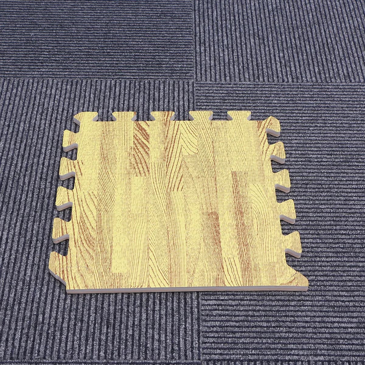 Tappetino Yoga in EVA da 30 cm, Tappetino Interconnesso per Pavimento, Tappetino per Yoga, Fitness e Palestra (Grigio Legno Chiaro)