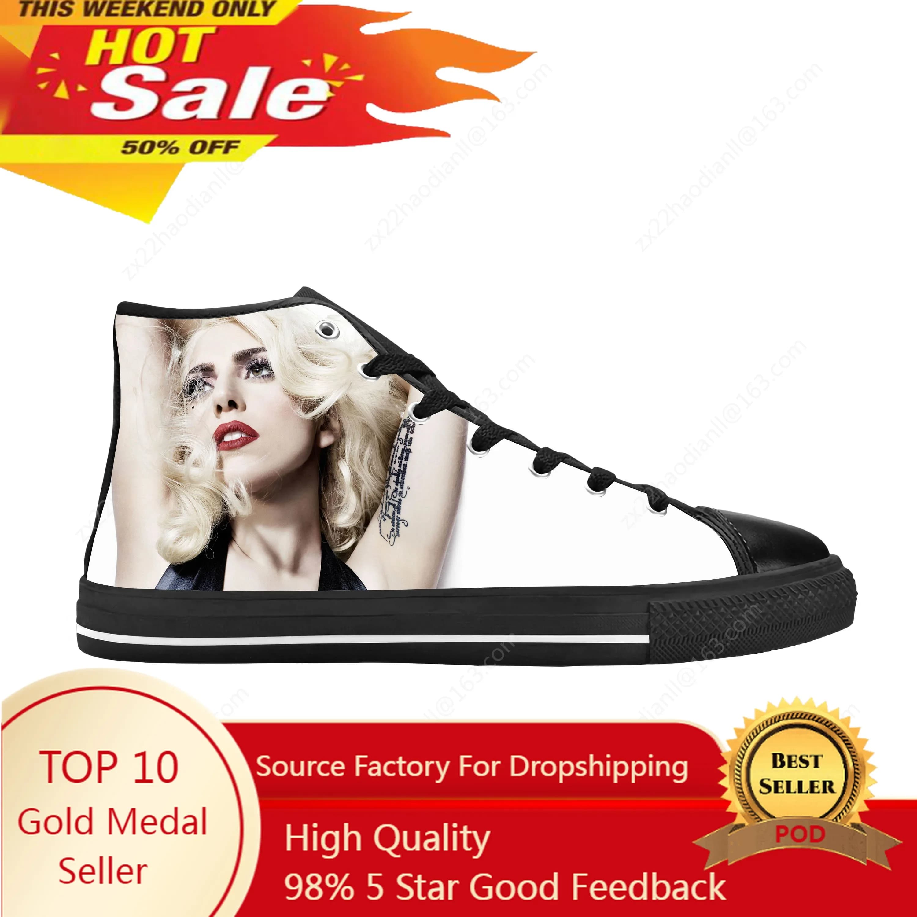 Lady Gaga Cantante pop Musica Moda carina Popolare Scarpe di stoffa casual Scarpe da ginnastica alte comode e traspiranti con stampa 3D per uomo e donna