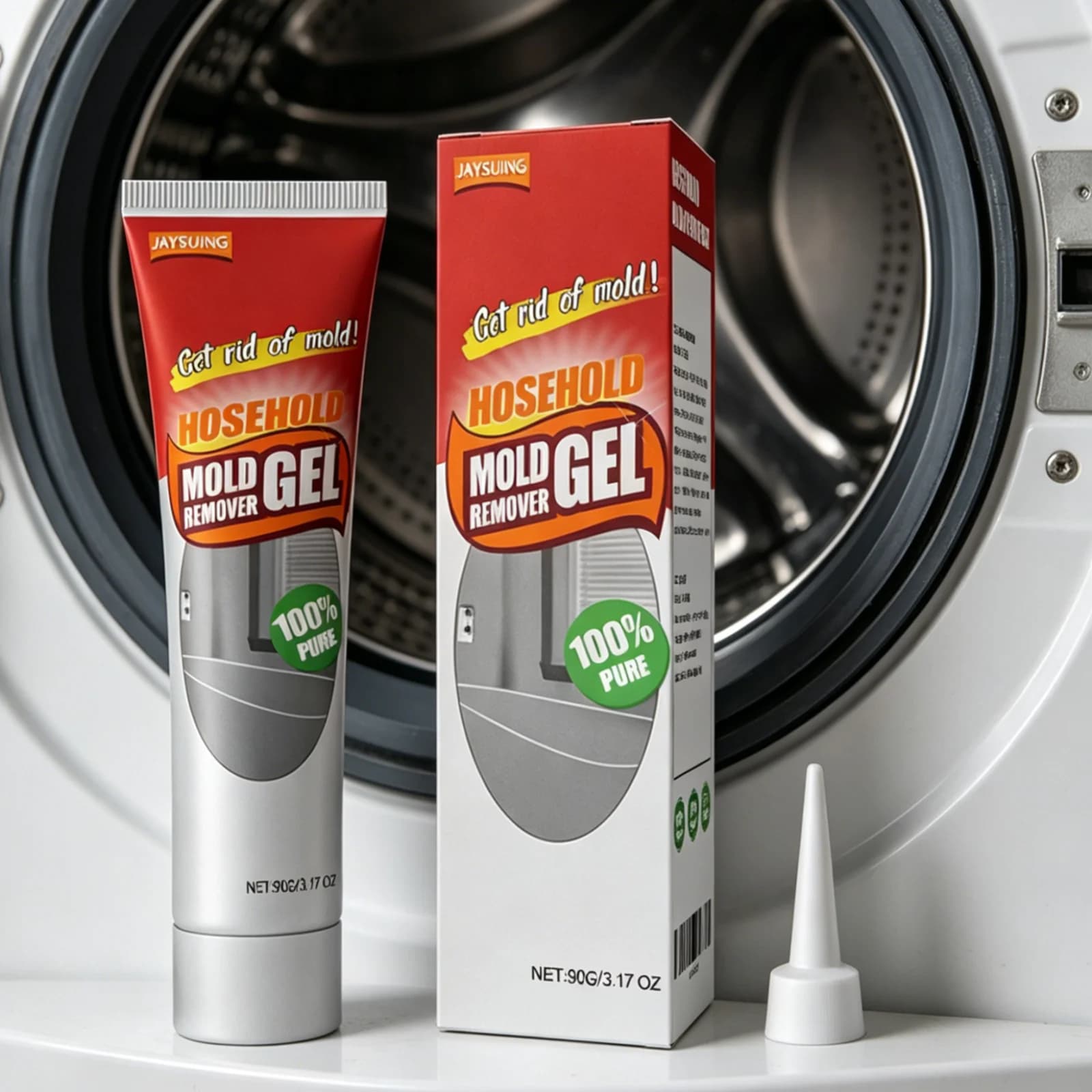 JAYSUING Gel Antimuffa per Frigoriferi, Lavatrici, Lavabi da Bagno, Detergente per Muffa, Pulizia Profonda, Rimuovi Muffa Domestico 90g