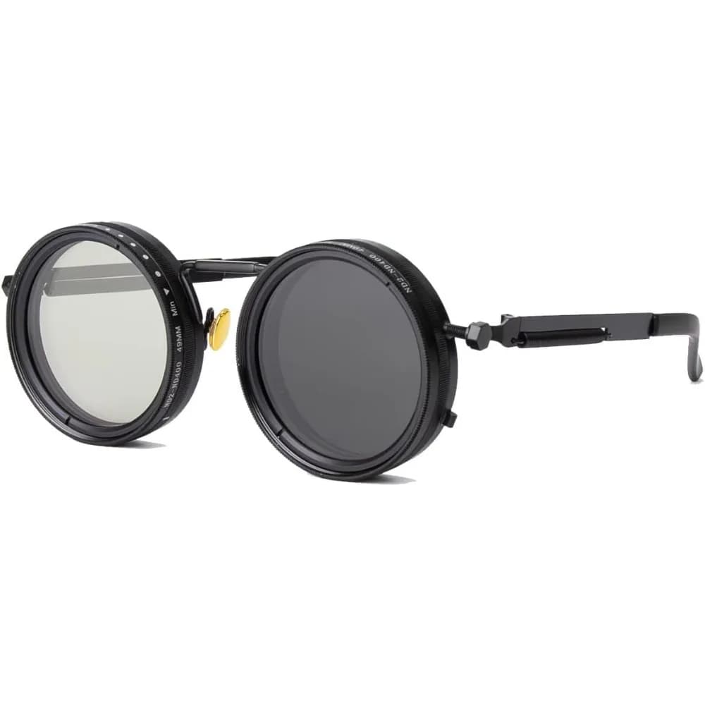 Adjustable Tint Polarized Retro Round Steampunk Sunglasses
