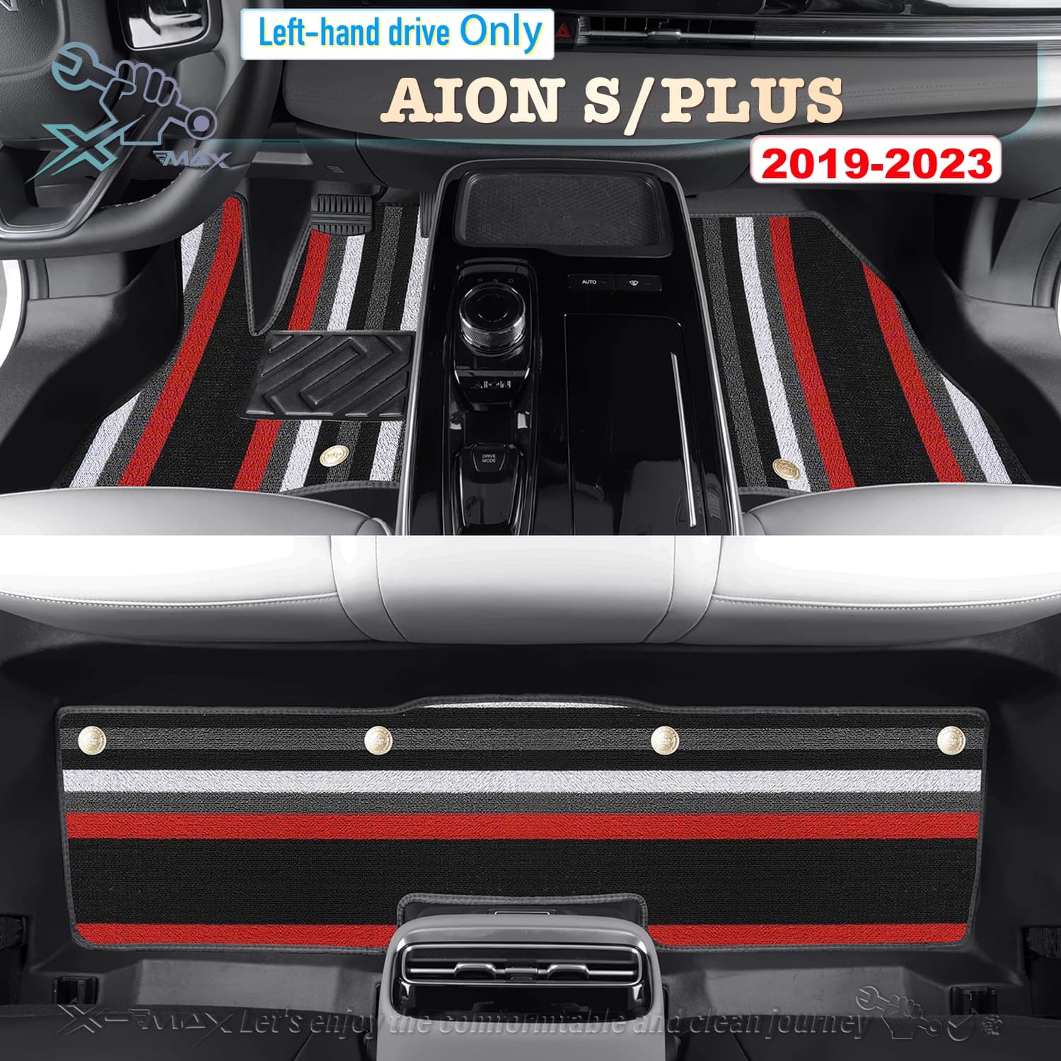 Tappetino per auto con guida a sinistra per GAC AION S PLUS 2019-2025 Tappetino per piedi surround completo Tappetino per autoveicoli Fodera per pavimento Impermeabile