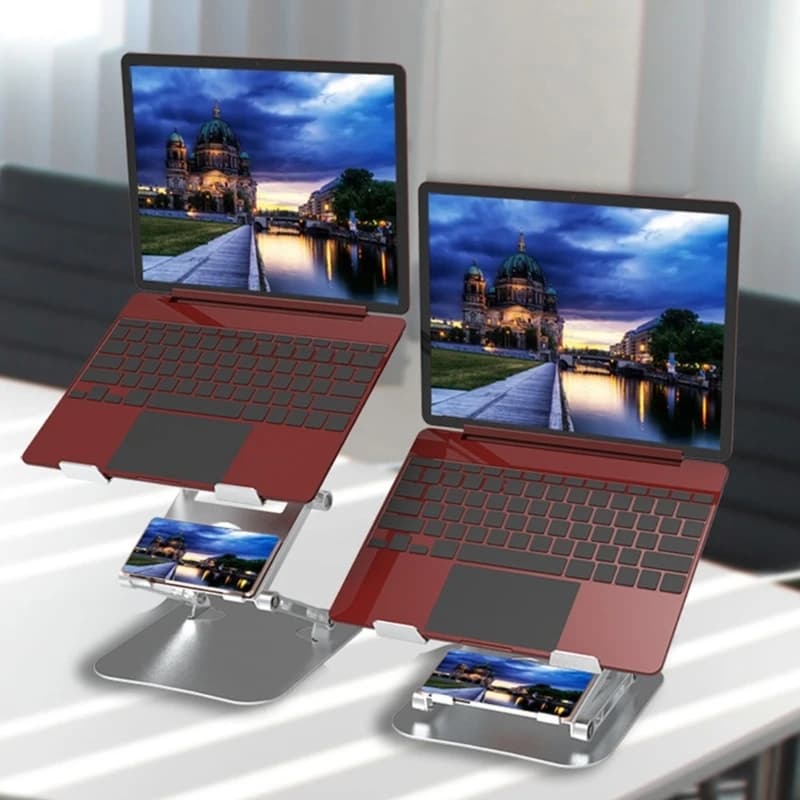 Laptop Stand with Variable Height and Viewing Hinged Aluminum Structure Shelf and Platform for Desk Work K1KF
