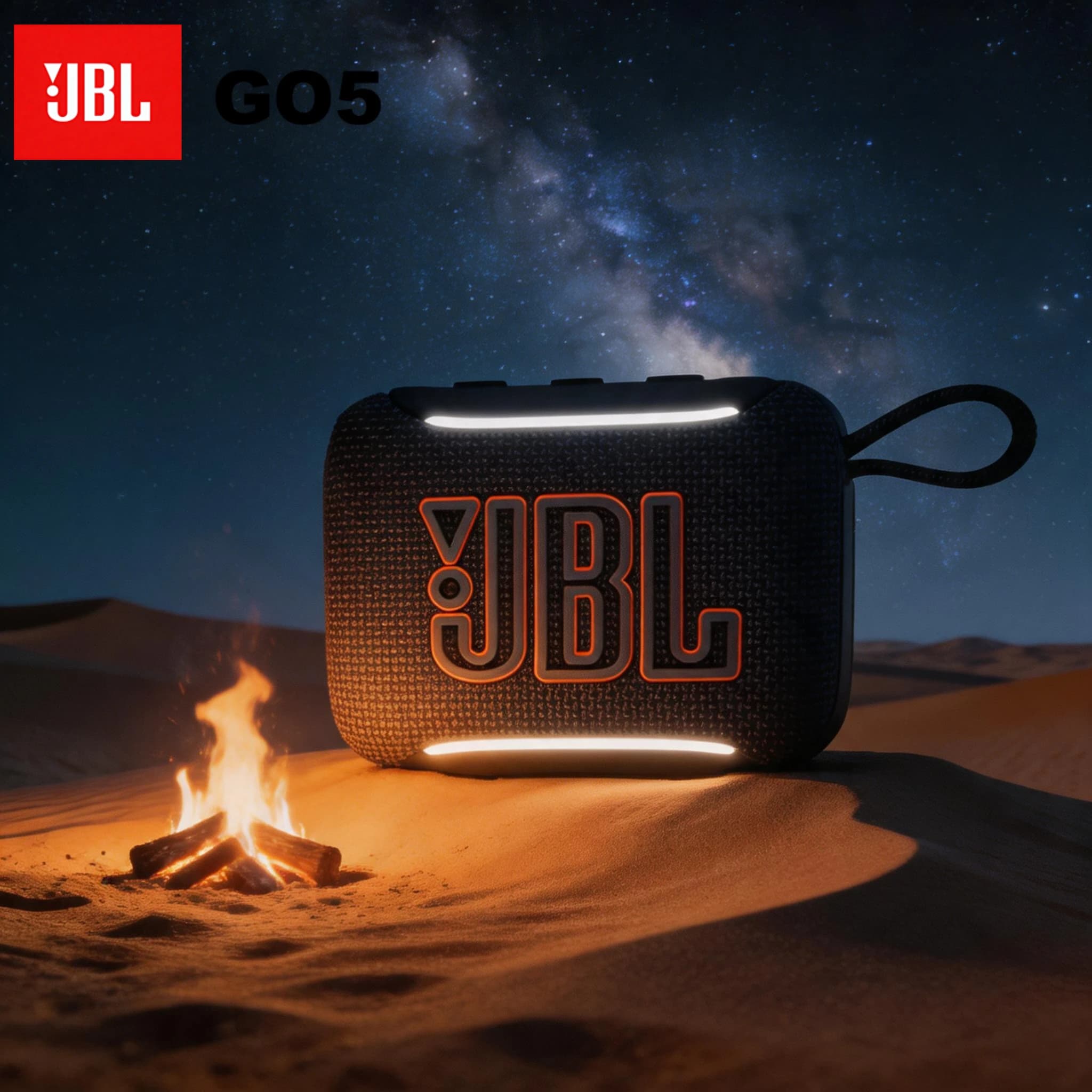JBL GO 5 - The fifth-generation wireless speaker, suitable for outdoor fishing and leisure activities. Compact, water-resistant,