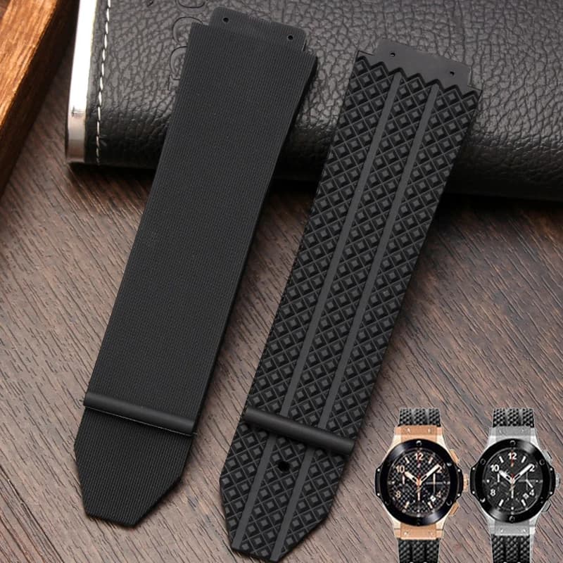 Cinturino per orologio HUBLOT BIG BANG Classic Fusion Series Silicone 25mm * 19mm Orologio da uomo con cinturino a catena Orologio con cinturino in gomma nera