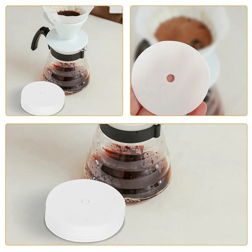 200Pcs Round Disposable Coffee Filters Paper for Drip Coffee Makers Vietnamese Espresso Brewers Easy Use Rich