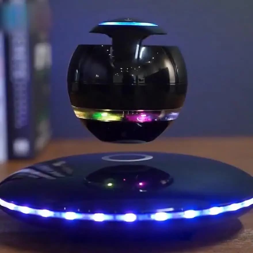 Altoparlante a levitazione magnetica Bluetooth 4.0 LED Flash altoparlante galleggiante Wireless con microfono e pulsante a sfioramento, luce per decorazioni per la casa