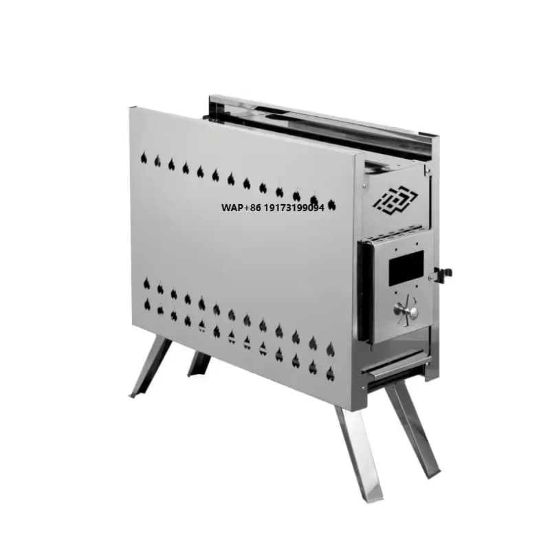 Stainless Steel Portable Stove for Sauna, for Winter Ice Fishing, New Design, in Wood, for Climbing Tent, Camping and Hiking
