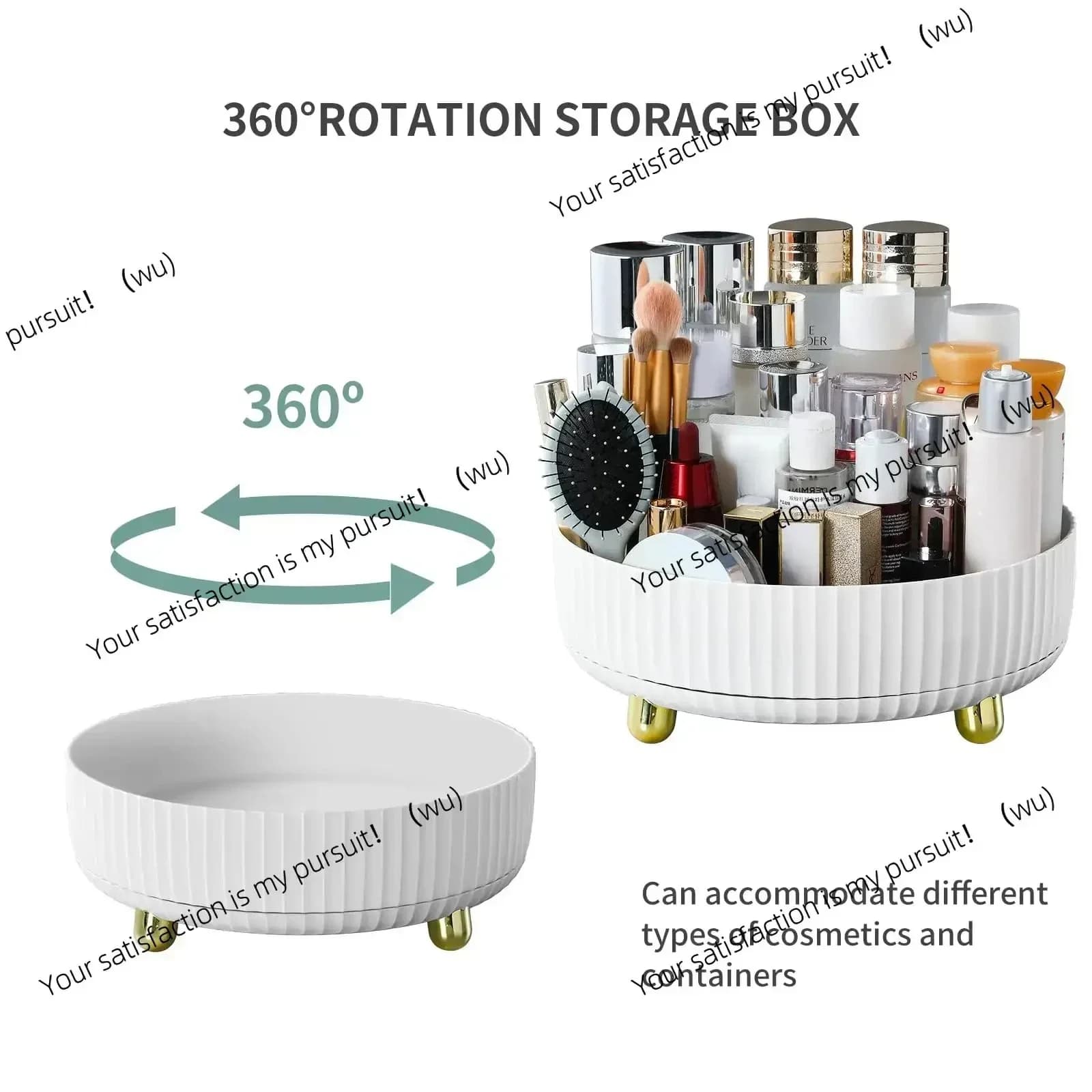 Luxury light home kitchen rotating shelf round multi-functional condiment organizer storage tray for desktop