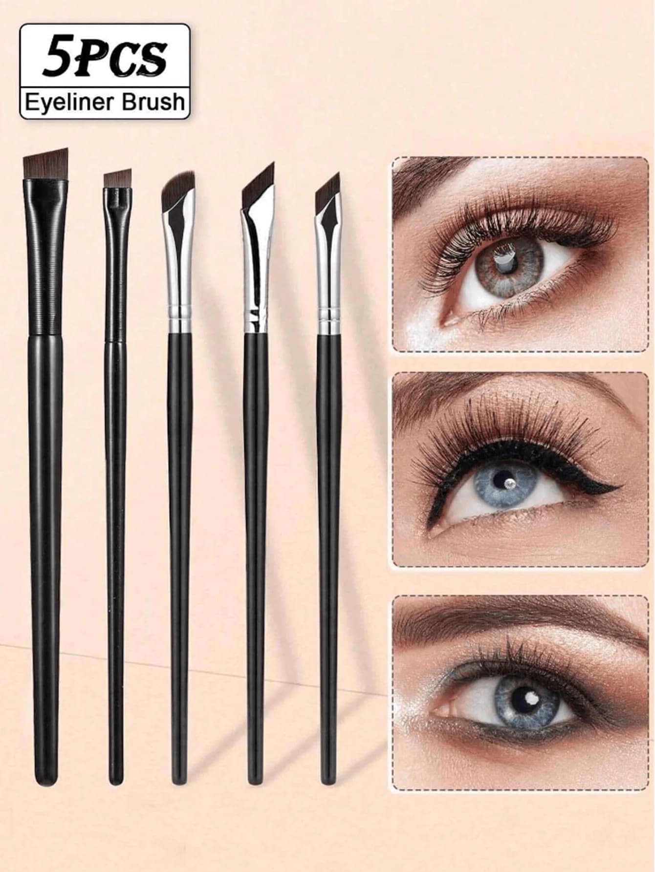 Set di 5 Pennelli per Trucco Occhi e Sopracciglia, Morbidi e Delicati sulla Pelle, Strumenti Cosmetici Portatili da Viaggio, Omaggi di Bellezza