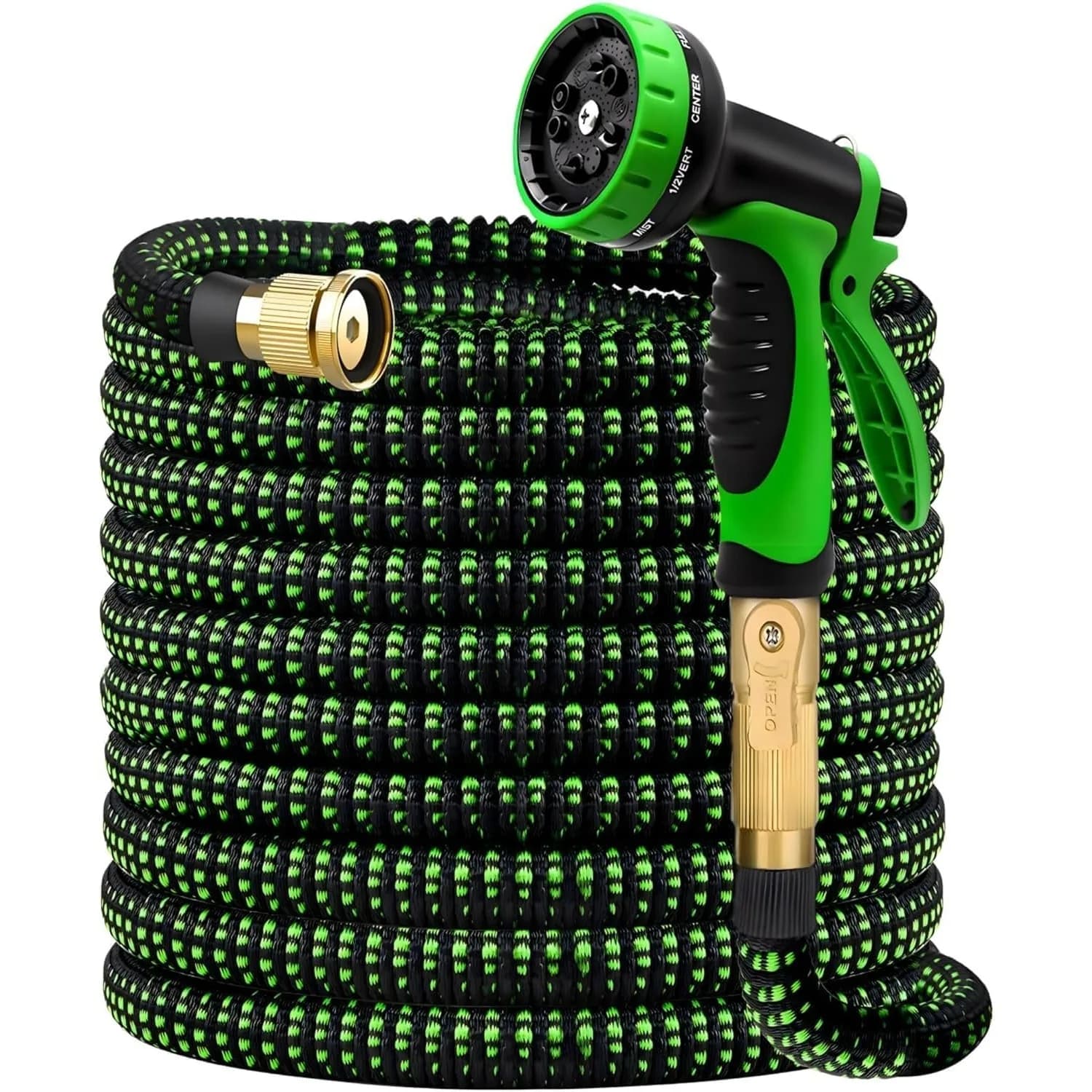 Non-expandable garden pipe with 10 working nozzles, flexible, lightweight, no folds, leak resistant, with strong