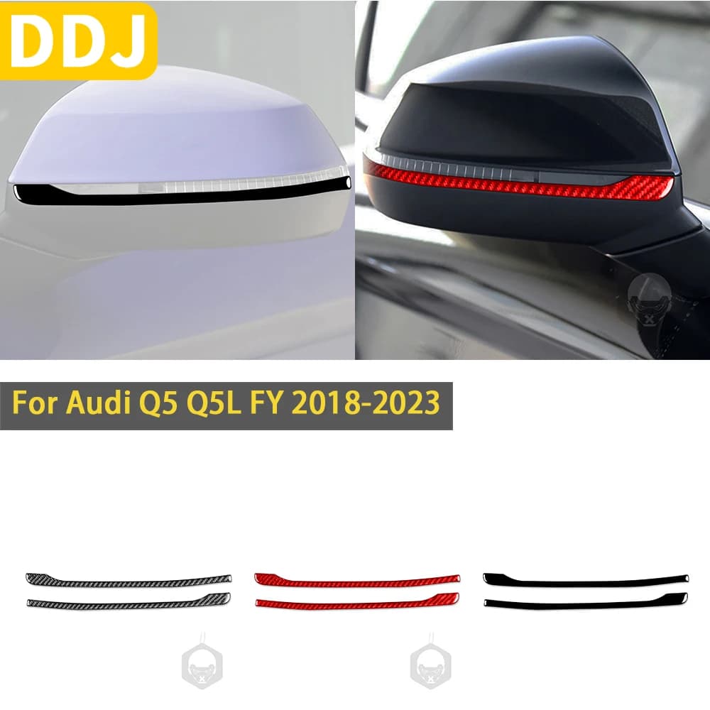 Per Audi Q5 Q5L FY 2018-up accessori interni in fibra di carbonio Auto specchietto retrovisore Anti-collisione striscia Trim Sticker decorazione