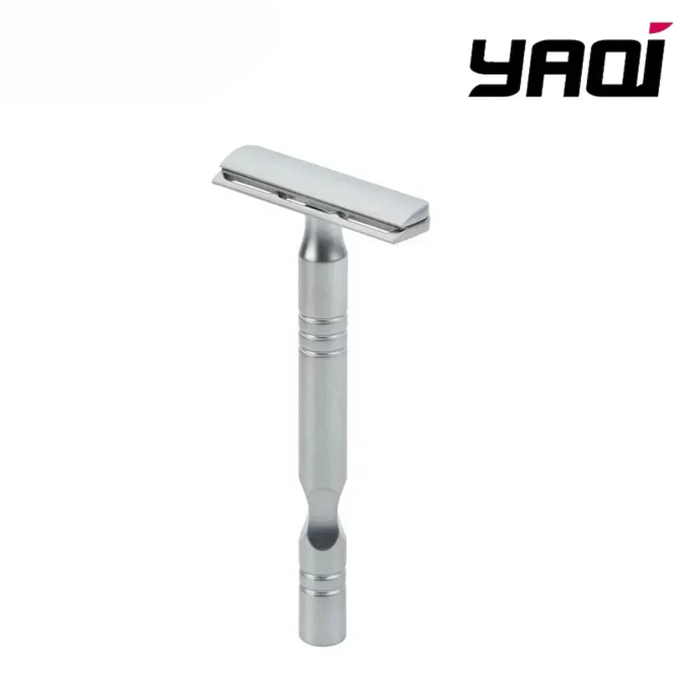 Rasoio da Barba Opaco YAQI Cromato con Lama AC Excalibur, Rasoio di Sicurezza da Uomo a Lama Singola, Rasoio da Collezione