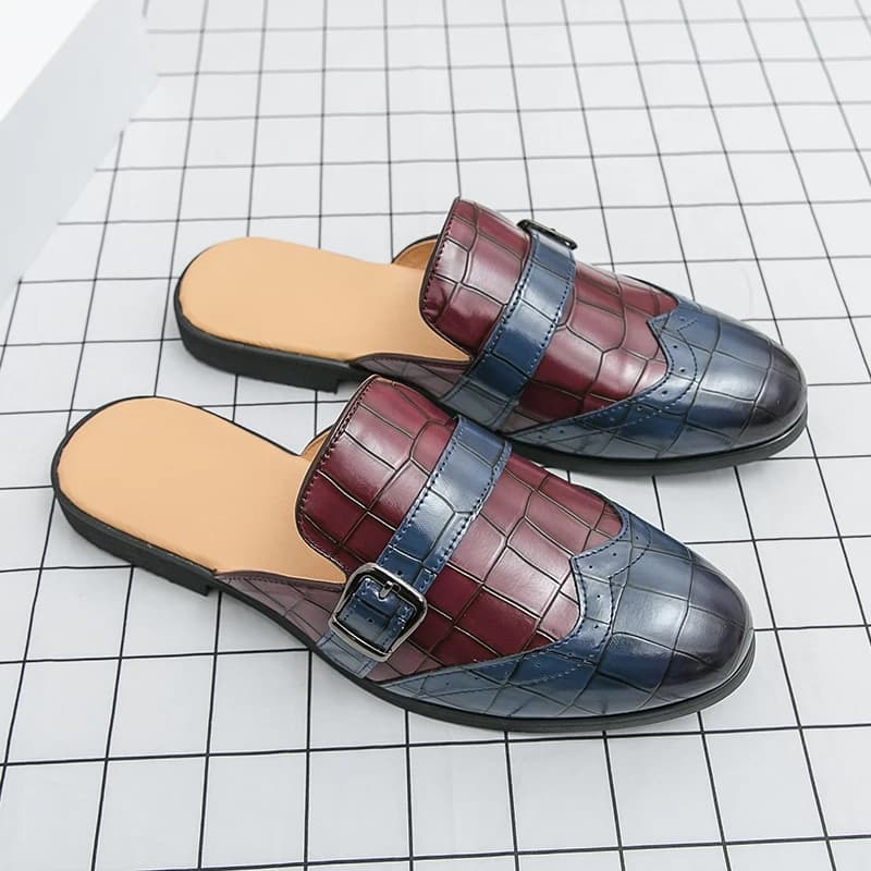 Moda 2025 Uomo Nero Blu Marrone Modello coccodrillo Mezze pantofole in pelle Scarpe da uomo Casual Muli Mocassini Mocassini traspiranti
