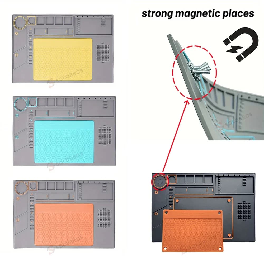 Set di tappetini da tavolo in silicone con vite per tappetino per riparazione telefono isolante resistente al calore per strumenti di manutenzione della scrivania da lavoro
